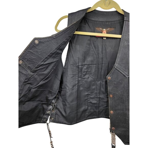 Harley-Davidson Vanguard Leather Vest Size 42 Black Mens Western Style With Eagl - Picture 5 of 9